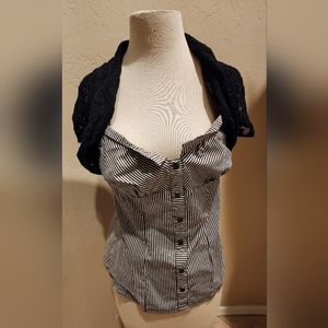 Heart Soul corset style cotton lace Top L